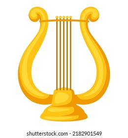 Illustration of greek lyre musical instrument. Traditional symbol. Image for theatrical performance.