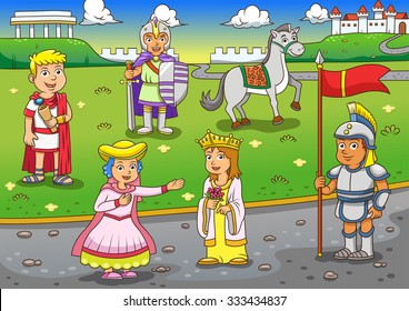 Illustration of Greek Roman cartoon.EPS10  File simple technique