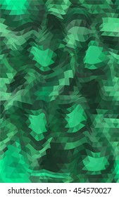 ilustración con fondo abstracto verde de triángulos distorsionados