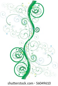 illustration with green abstract curls on white background