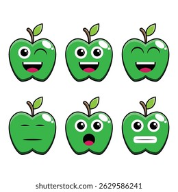 The Illustration of Green Apple Emoticon 