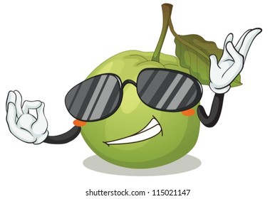 illustration of a green apple on a white background