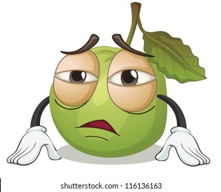 illustration of a green apple on a white background