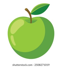 illustration of green apple with a stalk