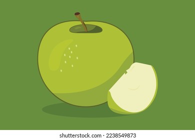 illustration of a green apple vector design green background