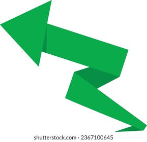 Illustration of green arrow folding paper vector on white background