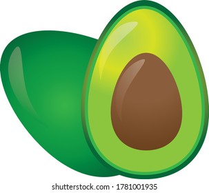 illustration green avocado on a white background