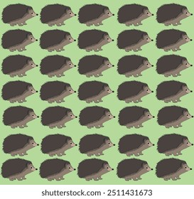 Illustration green Background of Hedgehogs looking in one direction