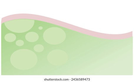 Illustration of a green background with a pink stripe and some bubbles. Simple background abstract illustration in flat style. Graphic design element template background