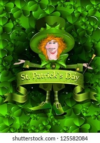 illustration green background Santa Patrick Day