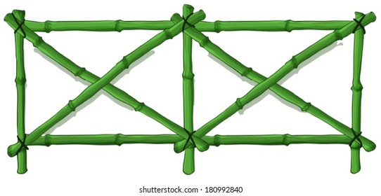 Illustration of a green bamboo fence on a white background