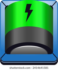 Illustration of a green battery icon with a power sign