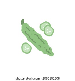 illustration of a green bitter melon. vegetables and food. flat cartoon style. vector design.