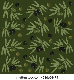 Illustration of green and black olives