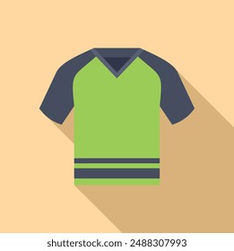 Illustration of a green and black sports jersey icon with a simple shadow, against a beige background