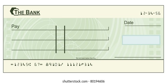 An illustration of a green blank cheque