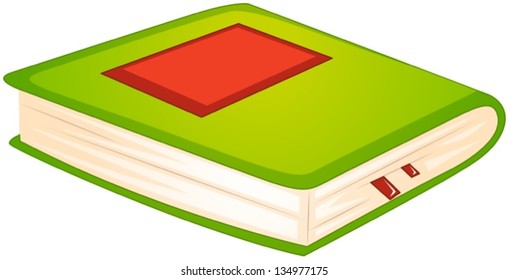 Illustration of a green book on a white background