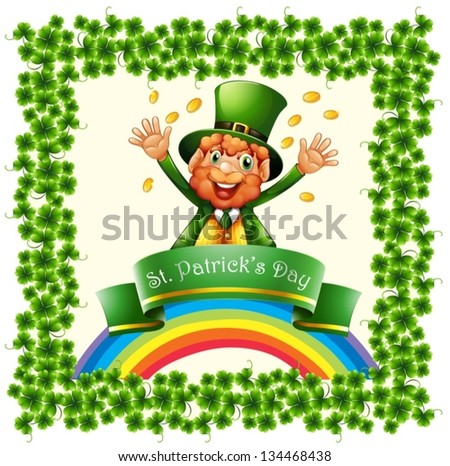 Illustration of a green border made of clover plants on a white background