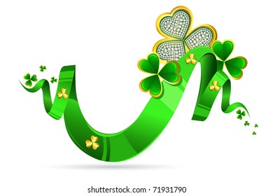 illustration of green bow with clover leaf of saint patrick's day