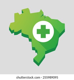 Illustration of a green  Brazil map with a pharmacy sign