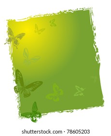 illustration with green butterflies background