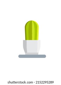 Illustration of a green cactus in a pot. Vector illustration in flat style