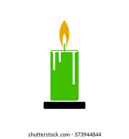 Illustration of a green candle with fire