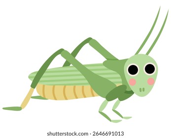 Illustration of a Green Cartoon Grasshopper