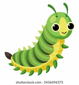 illustration of a green caterpillar done in the style of vector graphics