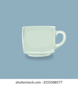 illustration of a green ceramic cup on a blue background