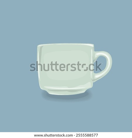 illustration of a green ceramic cup on a blue background