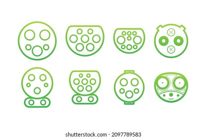 Illustration with green charge car ports. Symbol, logo illustration.