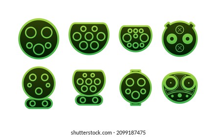 Illustration With Green Charge Car Ports. Symbol, Logo Illustration.