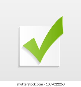 Illustration of a green check mark isolated on a light background.