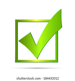 Illustration of a green check mark isolated on a white background.