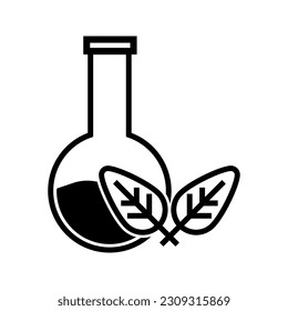 illustration of green chemistry, laboratory flask with leaf icon vector