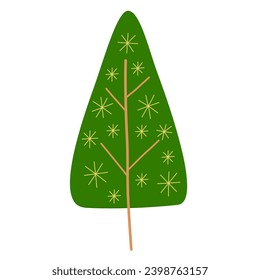 An illustration of green Christmas tree with stars pattern 