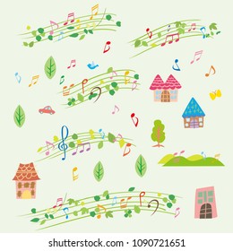 Illustration of green city skyline
