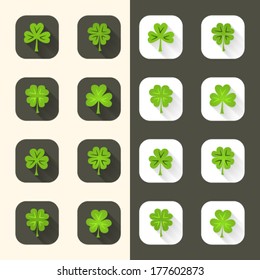 Illustration of green Clover icon set