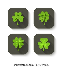 Illustration of green clover icons on a white background 