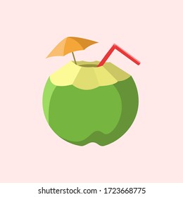 Illustration of Green Coconut, fresh and natural with a green color