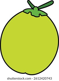 Illustration of a green coconut with a stem