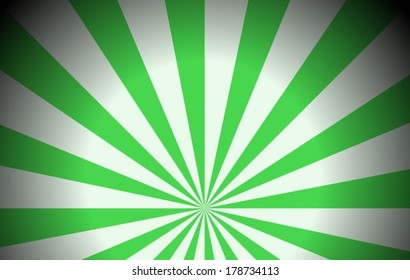 Illustration of the green colored rays on a white background