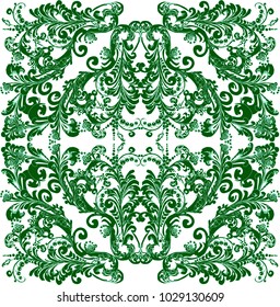 illustration with green decoration on white background