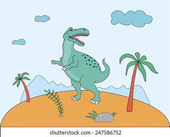 illustration of green dinosaur