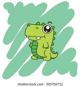 illustration of green dinosaur T-Shirt design vector