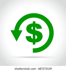 Illustration of green dollar icon with arrow