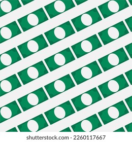 Ilustración de billetes en dólares verdes. Billetes en fila diagonalmente. Moneda americana, ahorro, riqueza. Finanzas, economía y temas bancarios. Ilustración del vector