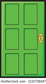 illustration of green door with circle handle