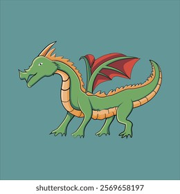 The illustration of a green dragon mascot